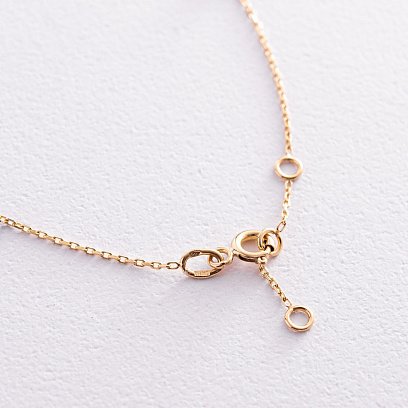 Золотой браслет "Украинка" на ногу (синие и желтые фианиты) б05118 №4