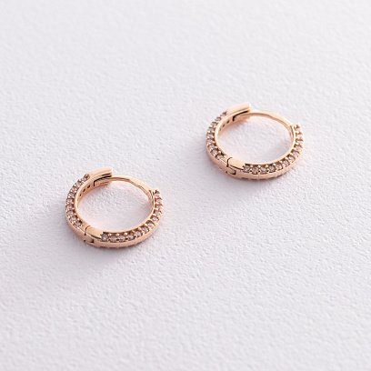 Золоті сережки-кільця з фіанітами с06101 №3