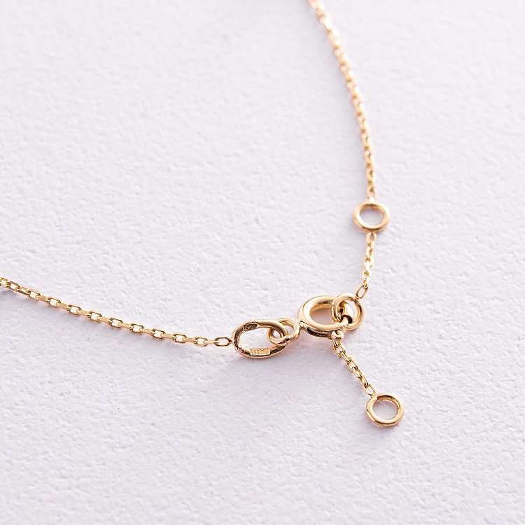 Золотой браслет "Украинка" на ногу (синие и желтые фианиты) б05118 от ювелирного магазина Оникс - 4