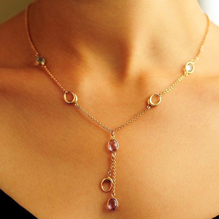 Золоте кольє з натуральними каменями кол00400 від ювелірного магазину Онікс - 1