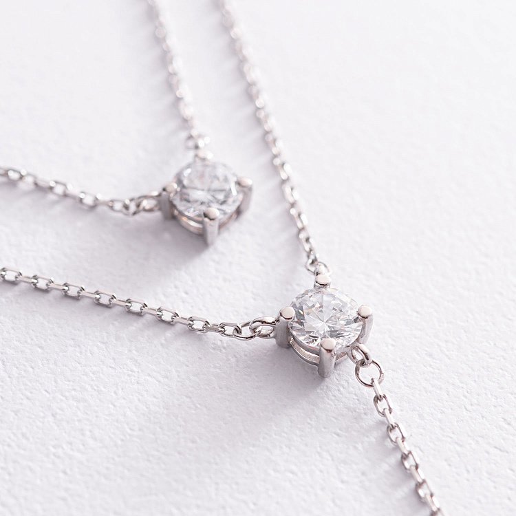 Серебряное колье "Мия" с фианитами 181124 от ювелирного магазина Оникс - 2