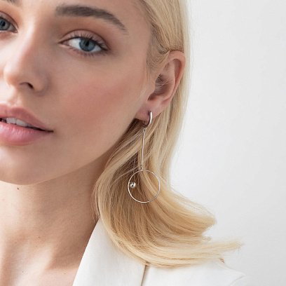 Серебряные серьги "Асимметрия" 123188 №11