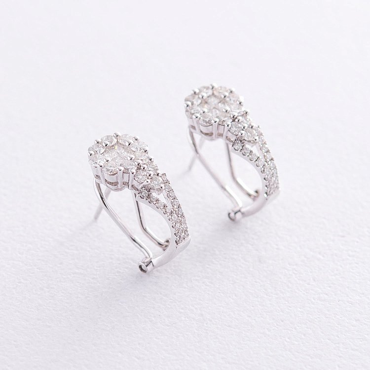 Золоті сережки з діамантами DE1802cha від ювелірного магазину Онікс