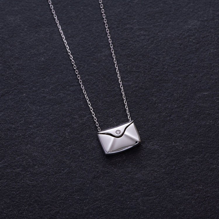 Срібне кольє "Конверт із секретом" (можливе гравіювання) 181215 від ювелірного магазину Онікс - 3