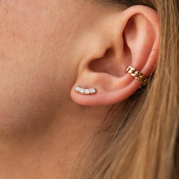 Сережки - пусети "Lora" з фіанітами (червоне золото) с09097 від ювелірного магазину Онікс - 3