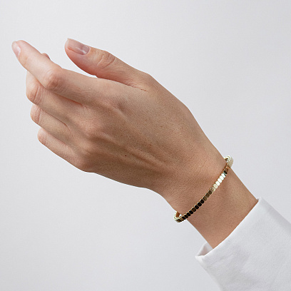 Жорсткий браслет "Kylie" у жовтому золоті б05827 №4