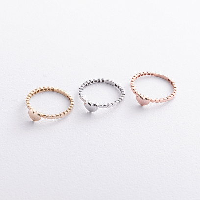 Кольцо "Сердечко" в белом золоте к08486 №4