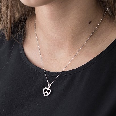 Серебряная подвеска "Сердце" с фианитами 132252 №2