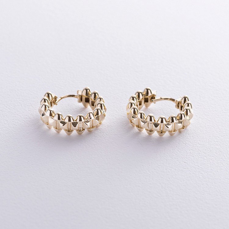 Серьги - кольца "Gemma" в желтом золоте с08254 от ювелирного магазина Оникс - 6