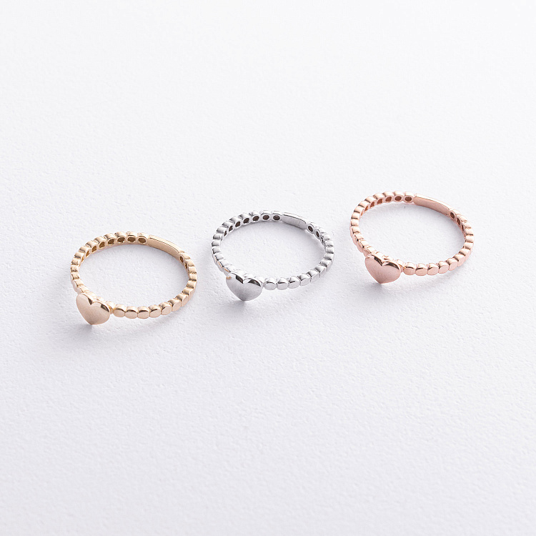 Кольцо "Сердечко" в белом золоте к08486 от ювелирного магазина Оникс - 3