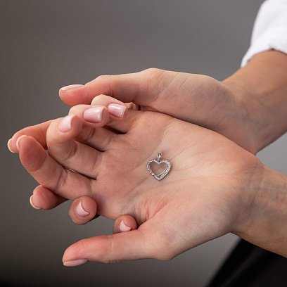 Срібна підвіска з фіанітами "Серце" 131580 №2