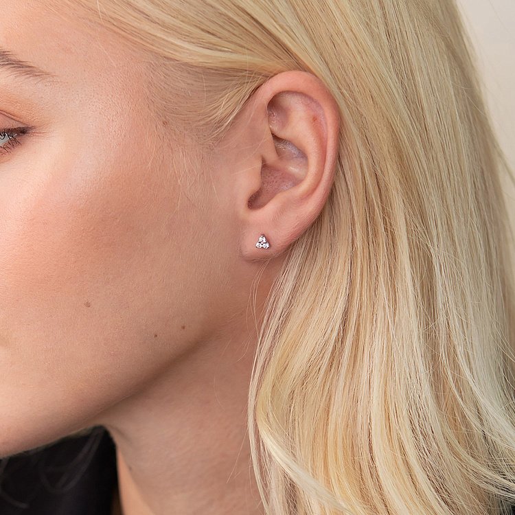 Золоті сережки - пусети "Трикутники" з фіанітами с02411 від ювелірного магазину Онікс - 5