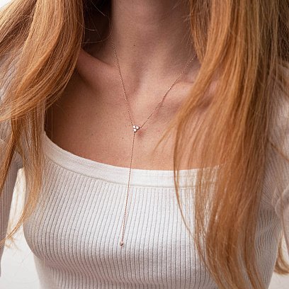 Золоте кольє - краватка з фіанітами кол02096 №2