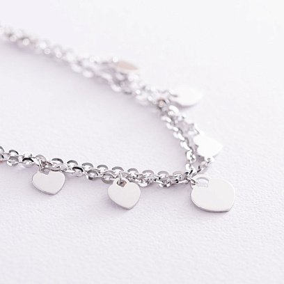 Браслет "Сердечки" в белом золоте б04521 №3