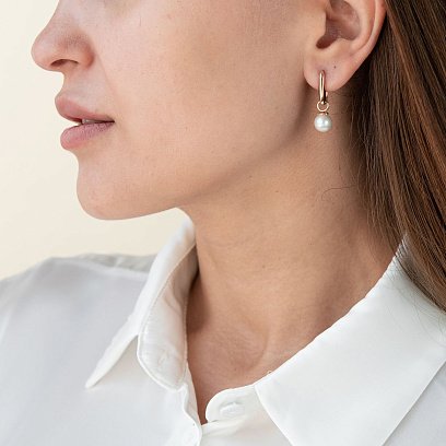 Золоті сережки з перлами с07529 №2