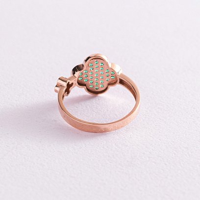 Кольцо "Клевер" в красном золоте (фианиты) к06918 №4