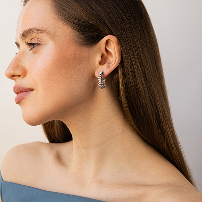 Сережки - кільця в білому золоті с09549 №2