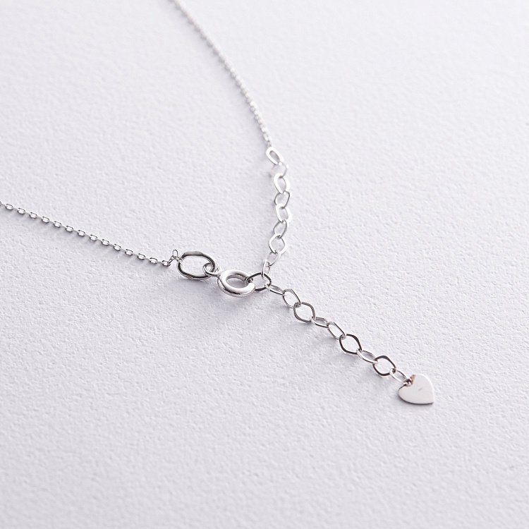 Кольє з одним фіанітом в білому золоті кол02351 від ювелірного магазину Онікс - 4