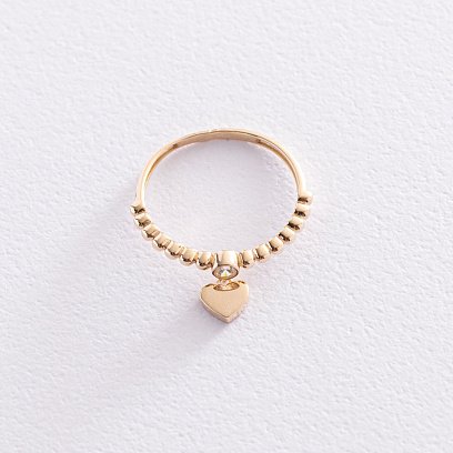 Золотое кольцо "Сердечко" с фианитом к06814 №3