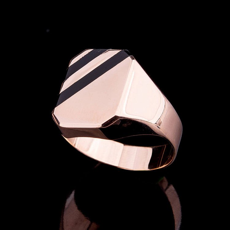 Золотая печатка с ониксом к04379 от ювелирного магазина Оникс - 2