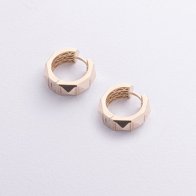 Серьги - кольца "Luisa" в желтом золоте с09158 от ювелирного магазина Оникс - 2