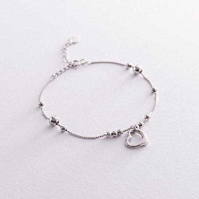 Срібний браслет "Сердечко з кульками" 141411