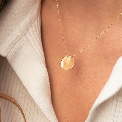 Кольє "Монетка" у жовтому золоті (можливе гравіювання) кол02458 №2