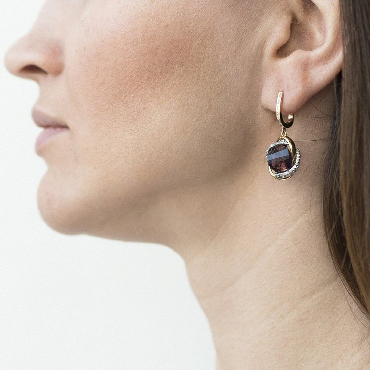 Золотые серьги с фианитами с03358 от ювелирного магазина Оникс - 2