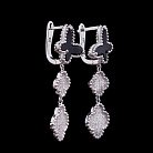 Срібні сережки "Метелик і клевер" з оніксом і фіанітами 121734 от ювелирного магазина Оникс