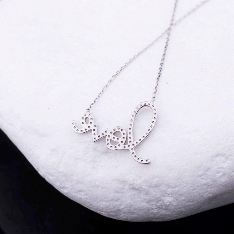 Колье "Love" с фианитами (родий, 50см) 18177 от ювелирного магазина Оникс - 2