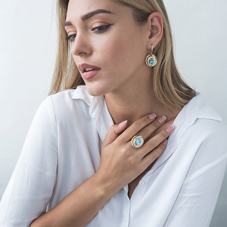 Золотые серьги с фианитами с03956 от ювелирного магазина Оникс - 2