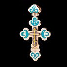 Золотий православний хрест з емаллю п00580 от ювелирного магазина Оникс