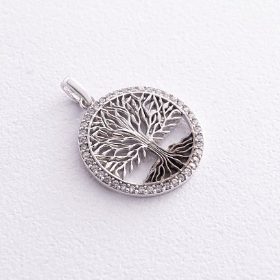 Кулон "Древо жизни" с фианитами (белое золото) п03818