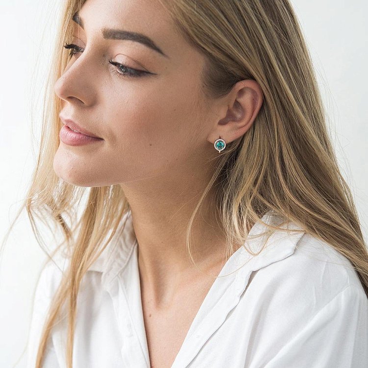 Золоті сережки (празиолит, фіаніти) с05469 від ювелірного магазину Онікс - 4