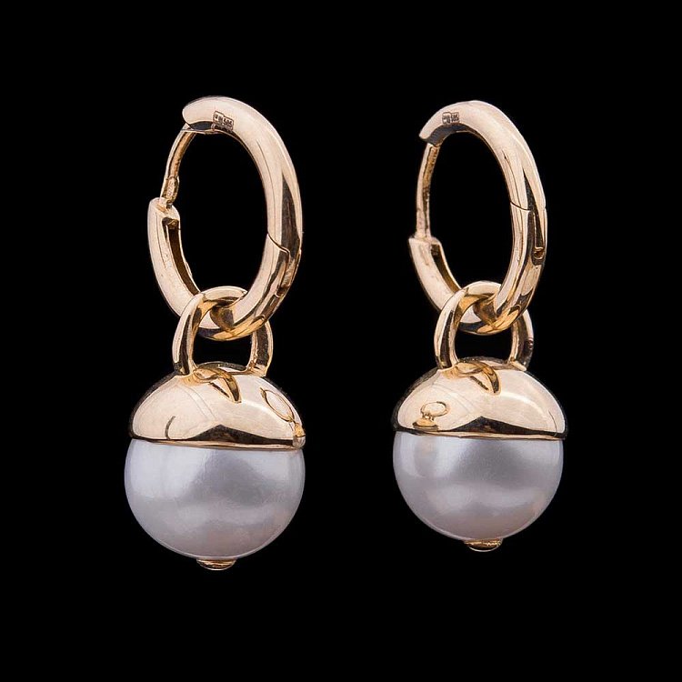 Золотые серьги с культивированным пресноводным жемчугом с03227 от ювелирного магазина Оникс