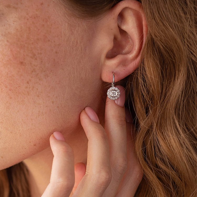 Серьги в белом золоте "Сердечки" с бриллиантами сб0361у от ювелирного магазина Оникс - 4