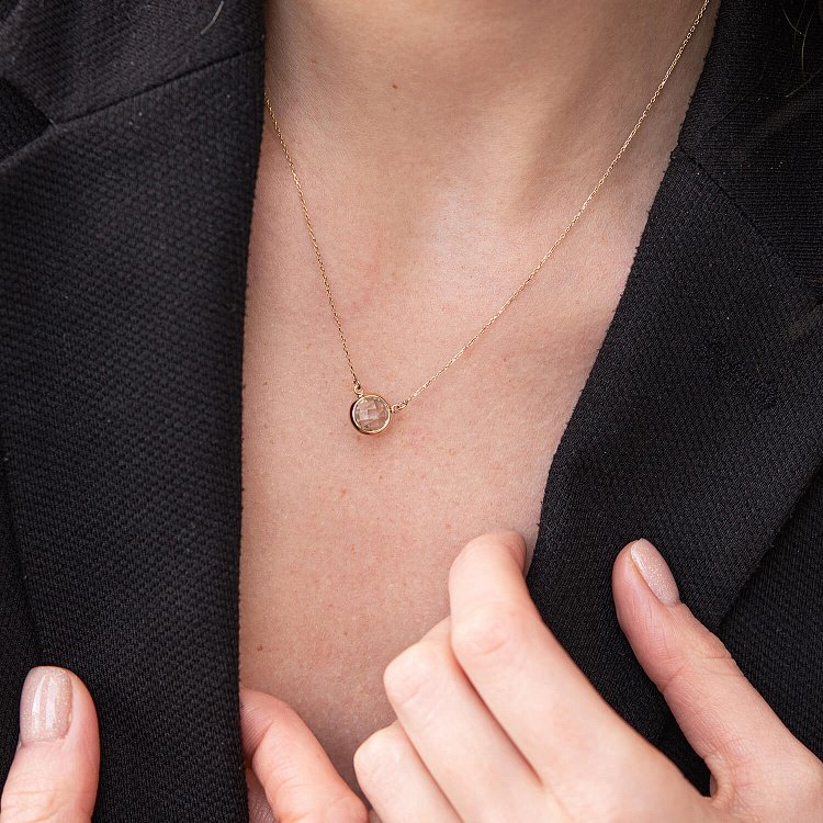 Золотое колье (зеленый аметист) кол01342 от ювелирного магазина Оникс - 4