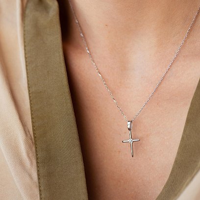 Золоте кольє "Хрестик" з фіанітами кол02192 №3