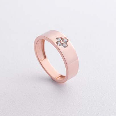 Кольцо "Клевер" в красном золоте (фианиты) к08361