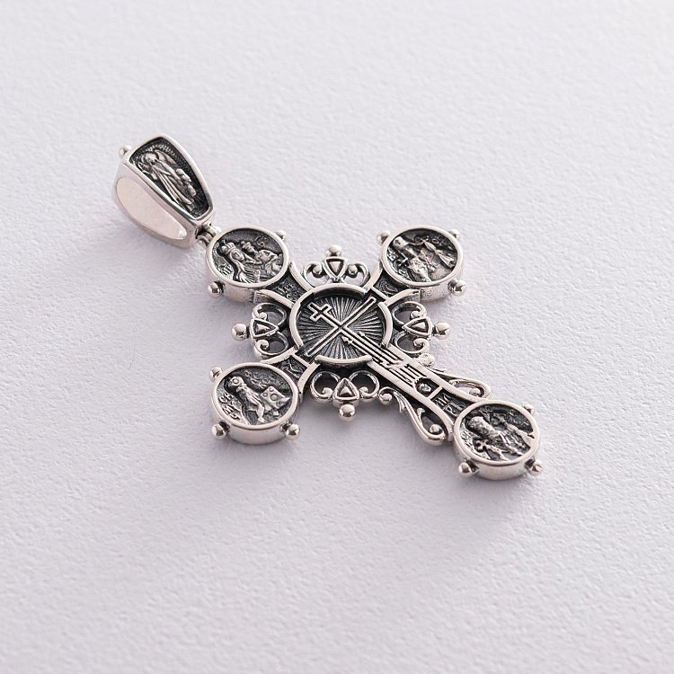 Срібний хрест "Спас Нерукотворний. Святі заступники" 131562 від ювелірного магазину Онікс