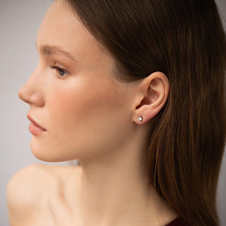 Золоті сережки - пусети з діамантами сб0347di від ювелірного магазину Онікс - 6