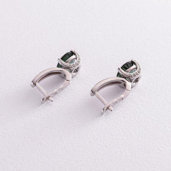 Серебряные серьги (фианиты, кварц) 2936/9р-QGR №4