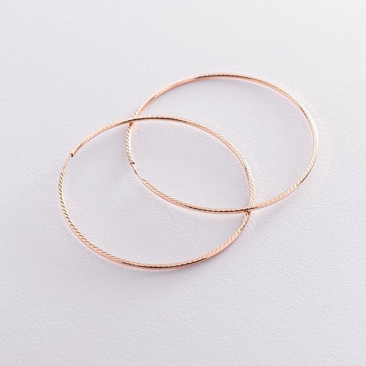 Сережки - кільця в червоному золоті (6.3 см) с01882 від ювелірного магазину Онікс