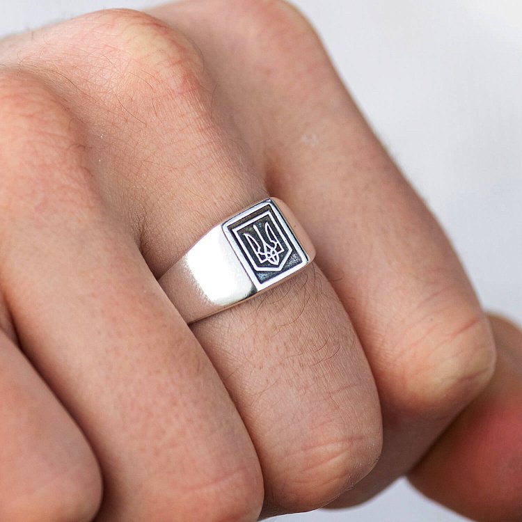 Серебряная печатка "Герб Украины - Тризуб" 112724 от ювелирного магазина Оникс - 3