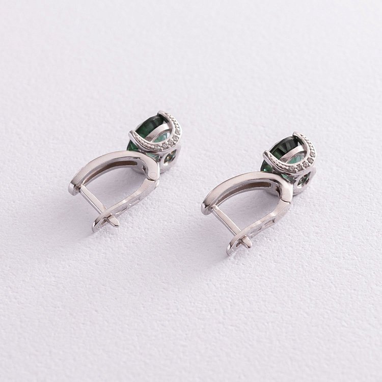 Серебряные серьги (фианиты, кварц) 2936/9р-QGR от ювелирного магазина Оникс - 3