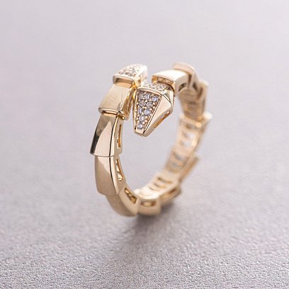 Каблучка "Змія" у жовтому золоті (фіаніти) к07482 №3