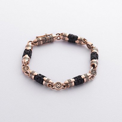 Чоловічий золотий браслет з ебеновим деревом 1501з