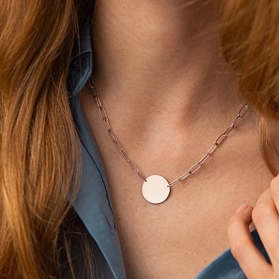 Колье с монеткой для гравировки (белое золото) кол02391 №4