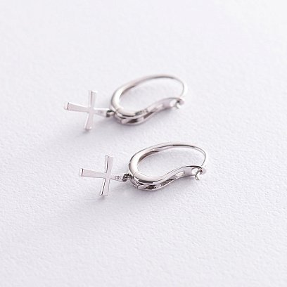 Золотые серьги "Крестики" с бриллиантами сб0175ca №3