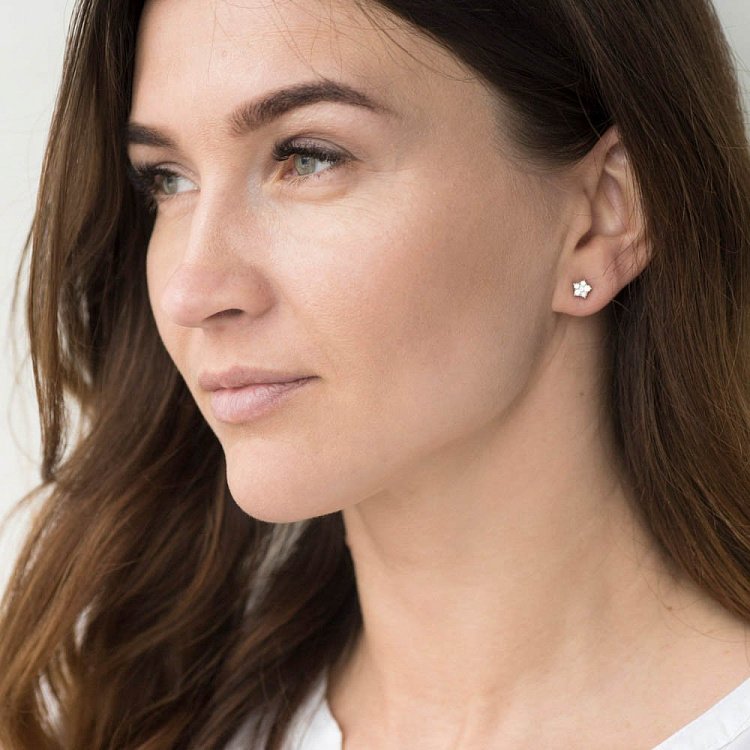 Золотые серьги "Звездочки" с бриллиантами сб0125sl от ювелирного магазина Оникс - 3